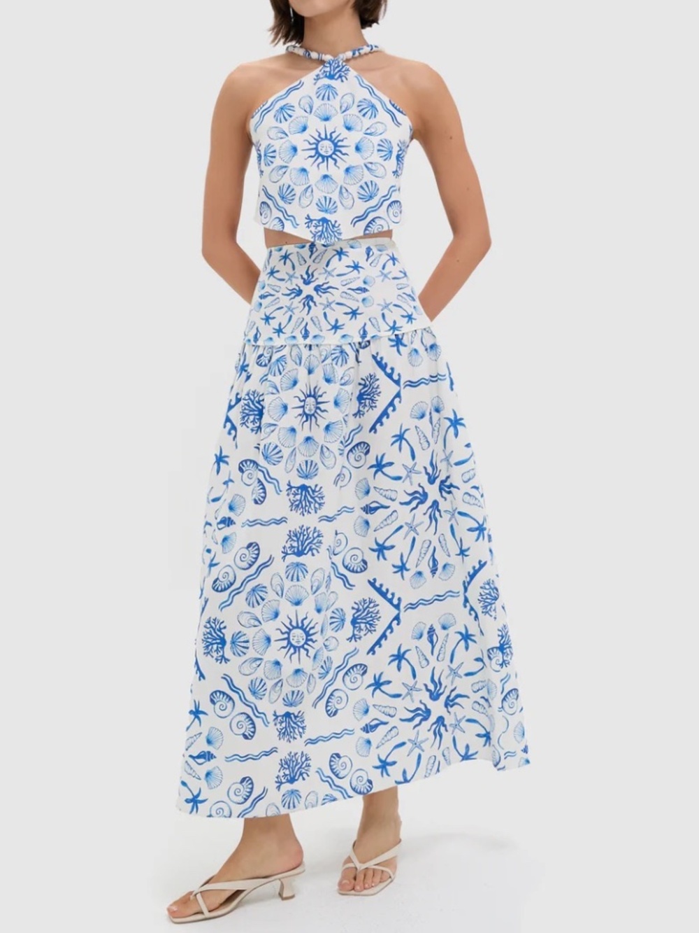Saylor Deep Blue Sea Sable Maxi Skirt Set